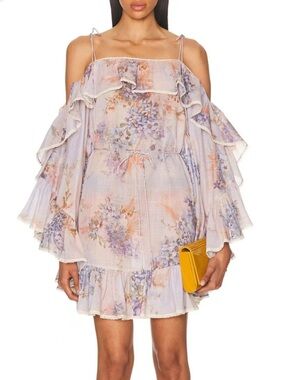 zimmermann rhythm glitter tulle mini dress Zimmermann Concert Rhythm Ruched Glitter Mini Dress Navy Size 3